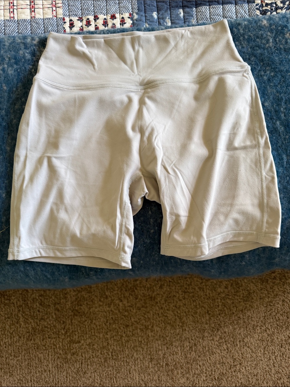 YoungLA Women's High-Rise Bike Shorts in Light Cream